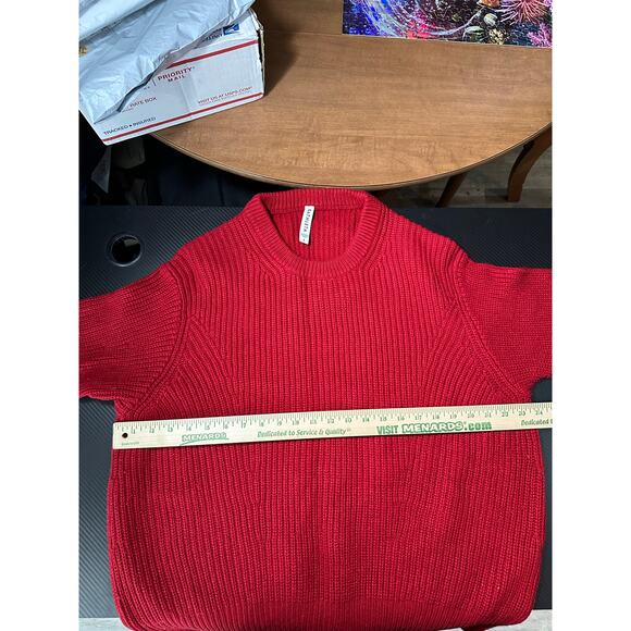 Athleta Cascades Crew Sweater Red Chunky Knit Wool Blend Size Large - Picture 5 of 12